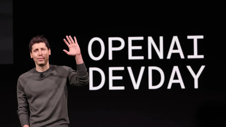 Sam Altman welcomes attendees at the inaugural OpenAI DevDay event.