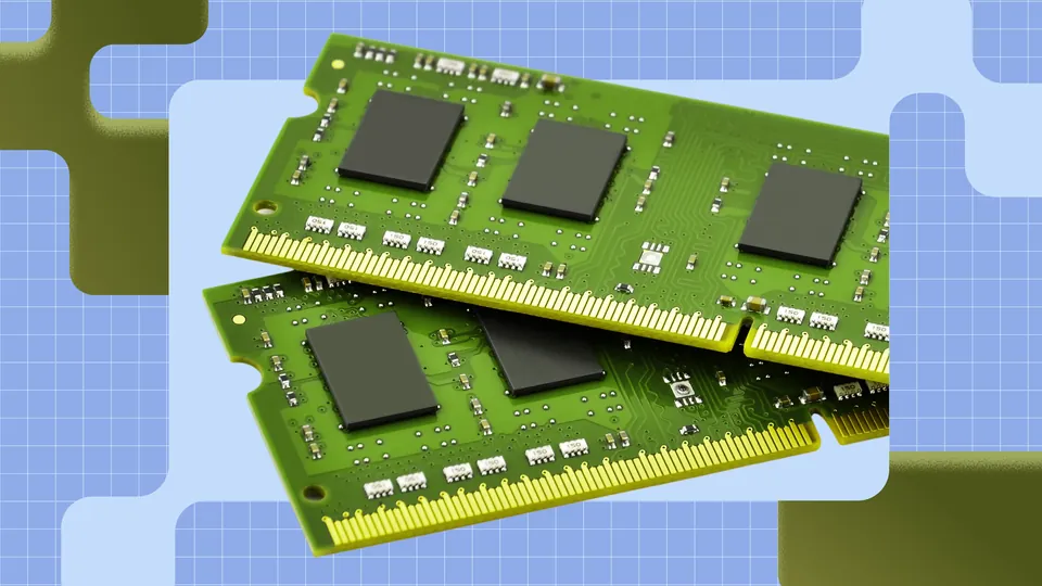 Traditional SO-DIMM memory modules shown in a stylized tech illustration.